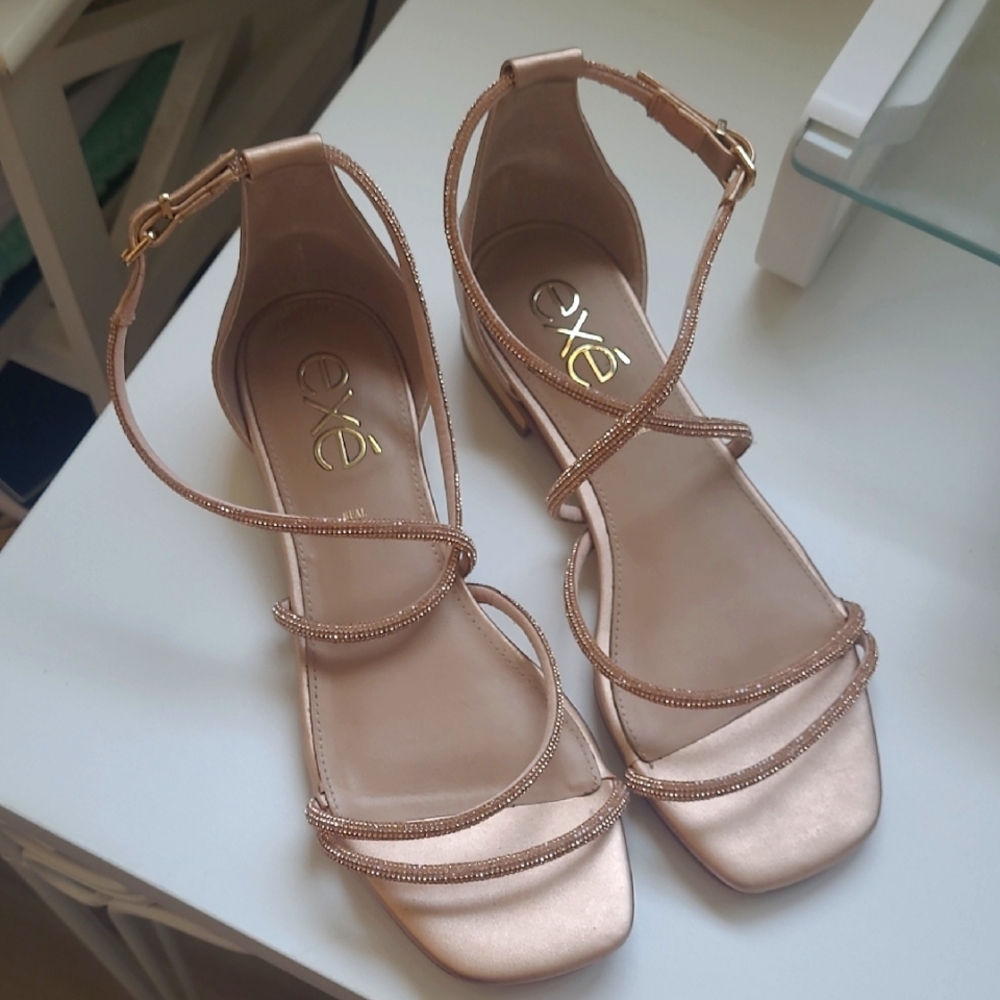 Exe -Strappy Sandals - Rose Gold